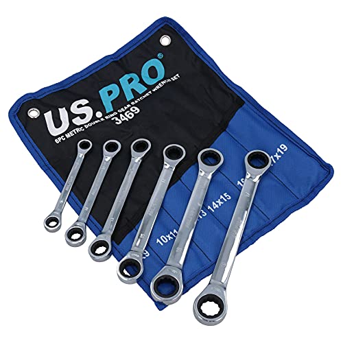 AB Tools 8mm – 19mm Double Ended Ring Gear Ratchet Spanner Wrench Set 6pc 12 Sizes