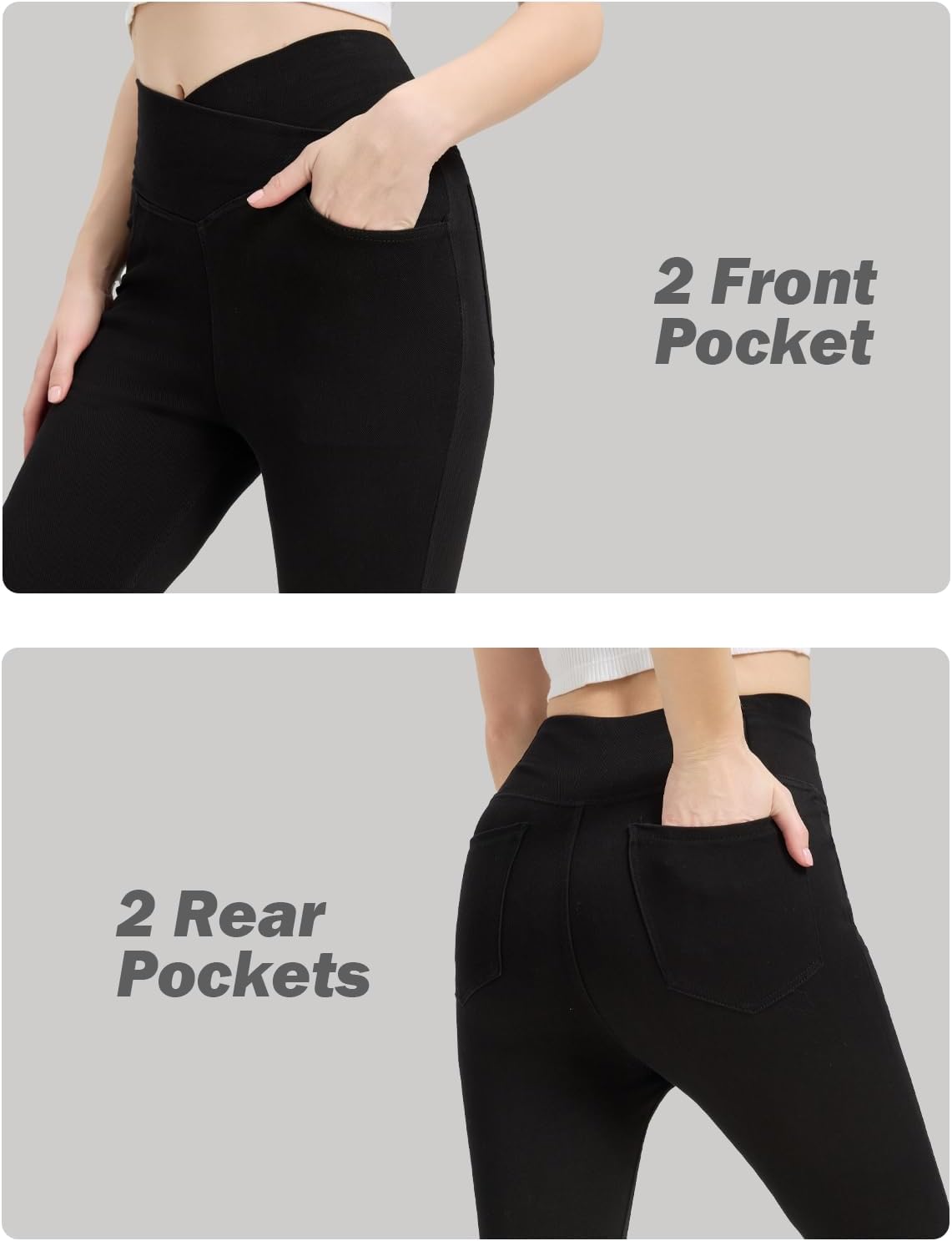 Women's High Waisted Flared Jeans Tummy Control Stretchy Denim Pants, Soft Comfortable Fit with Trendy Welt Pockets - Image 4