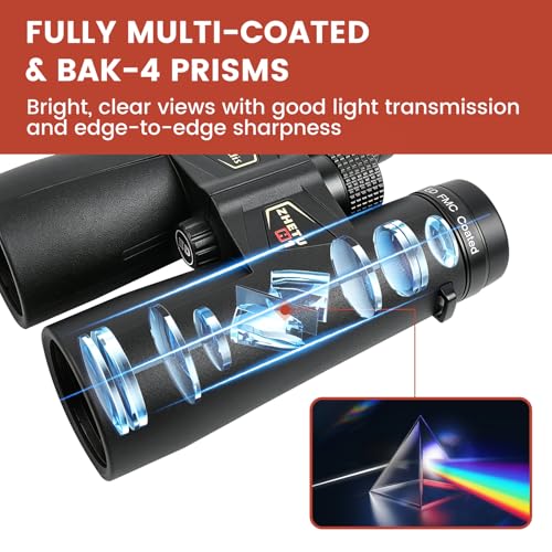 Binoculares profesionales 10x50 con lentes multi-recubiertos y prismas BAK4 miniatura 4