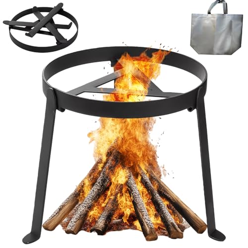 Zenselect Pfannenknecht für Lagerfeuer, Grillrost für Feuerschale, Klappbar Camping grill, Hochtemperaturbeständiges Dreibein BBQ Gestell für Camping mit Aufbewahrungsbeutel
