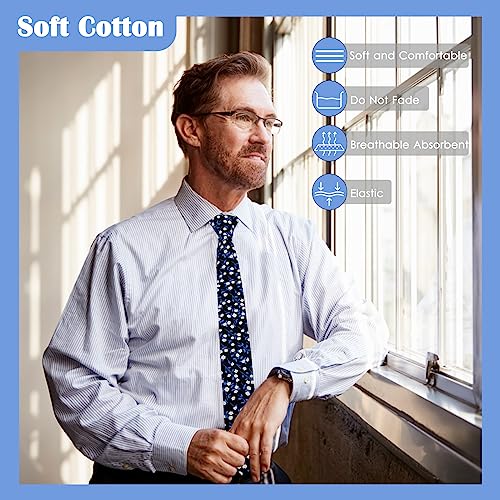 Image of Mantieqingway Men's Cotton Floral Neck Tie 2.56'' Printed Skinny Tie