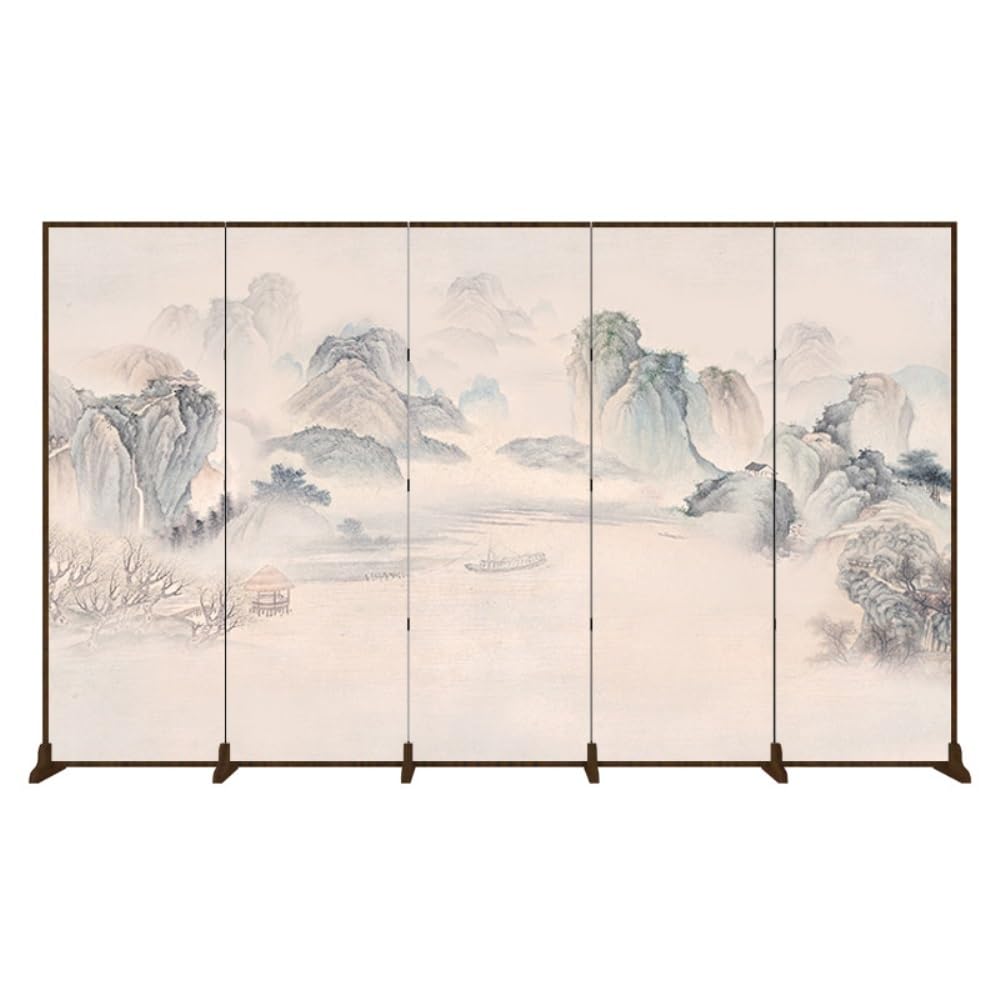 Privacy Screen Simple Screen Partition, Movable Home Living Room Tea Hotel Decoration Background Wall Landscape Folding Room Divider