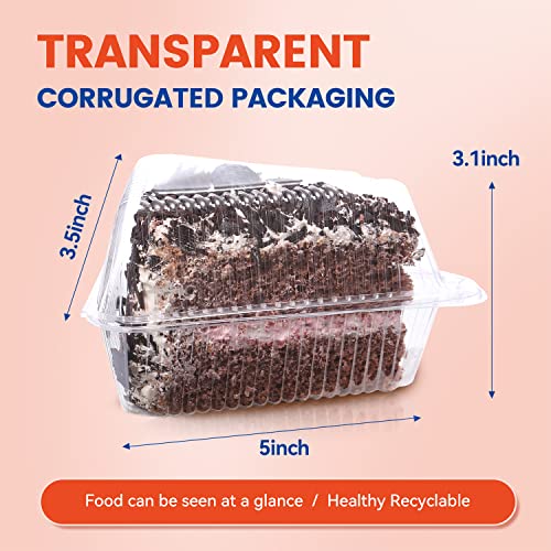 DODHEG Clear Plastic Take out Containers, 100 PCS Clear Plastic Food Clamshell Container Cake Slice Containers Plastic Disposable, (5.5x4.2x3 inches) for Home, Bakery and Cafe, Triangles. - Thumbnail 2