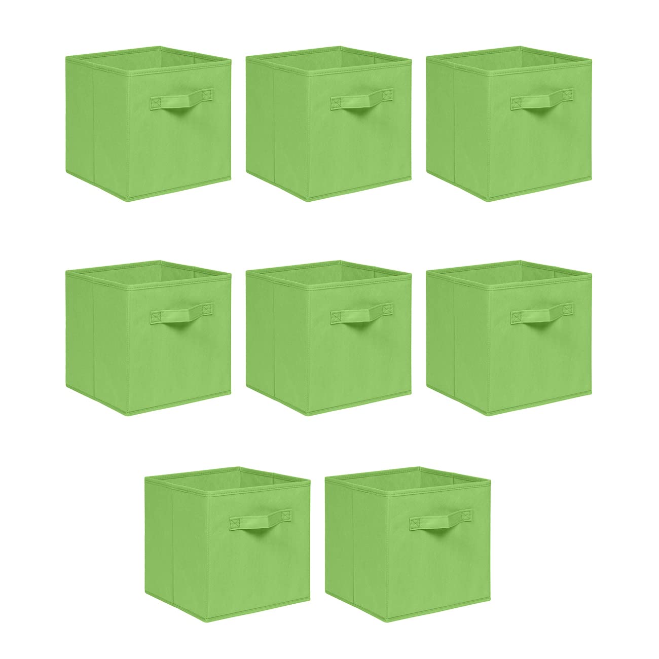 NICEME Foldable Cube Storage Unit Boxes, Non-Woven Fabric Storage Boxes Set, Clothes Drawers for Shelves, 26.5x26.5x28 cm (Light Green, Set of 8)