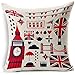 Fodera per Cuscino Stile Inglese Inghilterra London Sofa Car Federa Cuscino Decorativo per la casa in Cotone e Lino