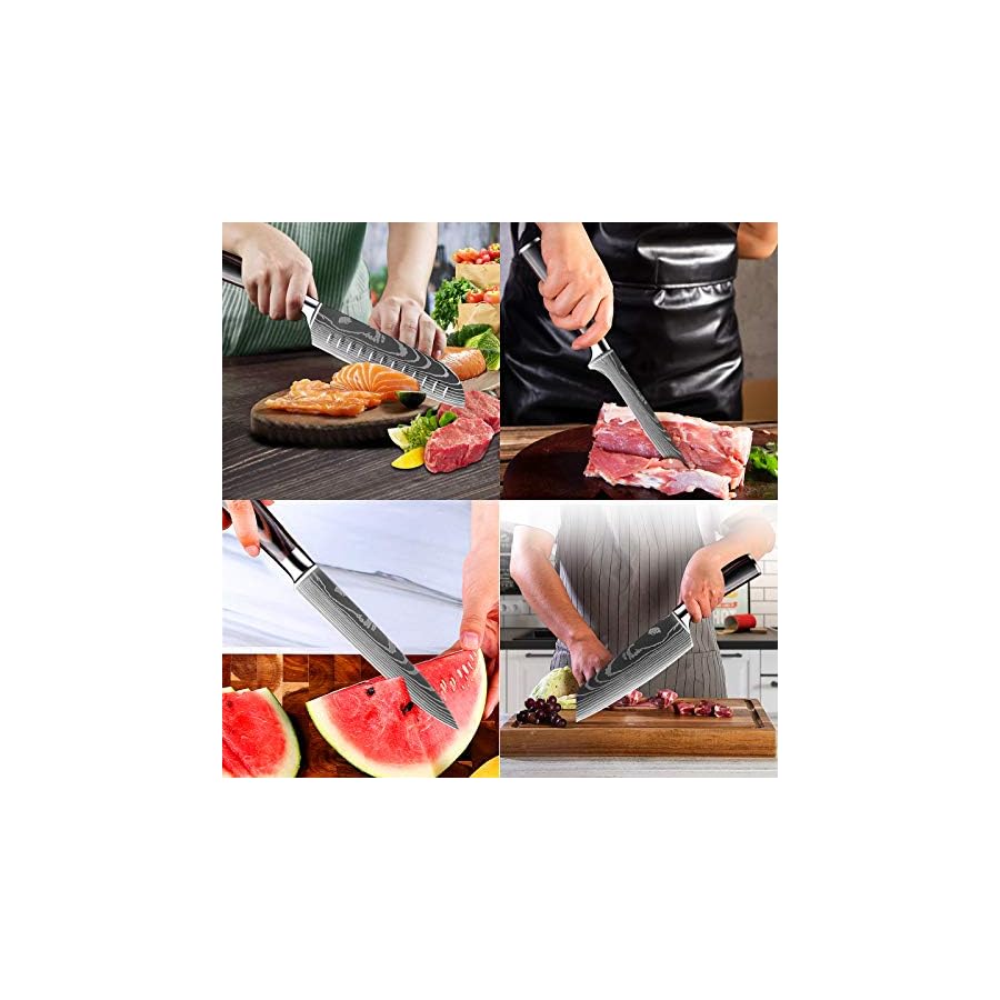 KEPEAK-Chef-Knife-Sets-10-Piece-Kitchen-Knives-High-Carbon-Stainless-Steel-with-Pakkawood-Handle-Professional-Knife-Sets-for-Vegetable-Fruit-Meat-Cutting KEPEAK Chef Knife Sets 10 Piece, Kitchen Knives High Carbon Stainless Steel, with Pakkawood Handle, Professional Knife Sets for Vegetable Fruit Meat Cutting