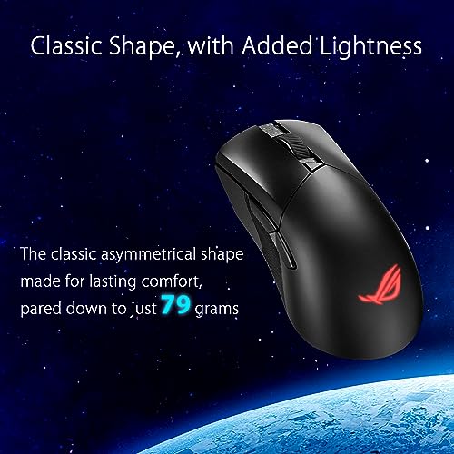 Image of ASUS ROG Gladius III Wireless Aimpoint Gaming Mouse - Right-Handed Ergonomic, 79g, Tri-Mode Connectivity, 36K DPI, up to 119Hr Battery, Hot-Swappable Switches, PC /Mac Support - Black
