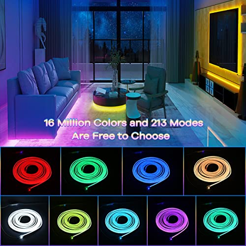 Qoope Led Neon Rope Lights, 16.4Ft/5M Rgb Dimmable Waterproof 12V Led Strip Lights With Music Sync, Remote & App Control For Bedroom Living Gaming Room Bar Outdoor Wall Decor (Power Adapter Included) #TOP2