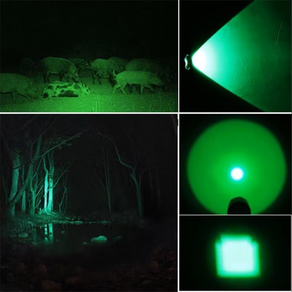 Latarka czołowa LED z 4 trybami pracy, noktowizorem, latarka LED do użytku na zewnątrz, latarka czołowa, lampa kempingowa, lampa myśliwska(Green Light)