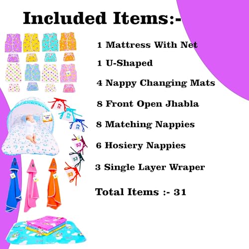 Image of Baby Newborn Complete Clothing Set | 30 in 1 New Born Essentials Kit | Baby Combo Set for New Born | Hospital Bag Kit & Shower Gift | 0-6 Months (Blue)