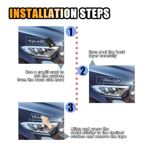 Image of Hello Beautiful Rearview Mirror Stickers for Cars, Window Decal Decoration, Dresser Decals, Car Accessories for Women (White)