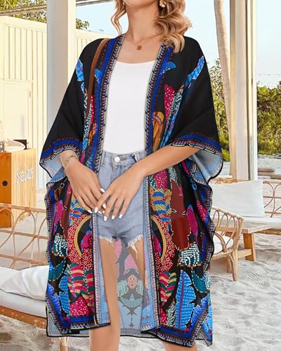 Image of Women's Kimono Beach Cover up for Summer Bathing Suits Cardigans Casual Loose Swimwear 2026
