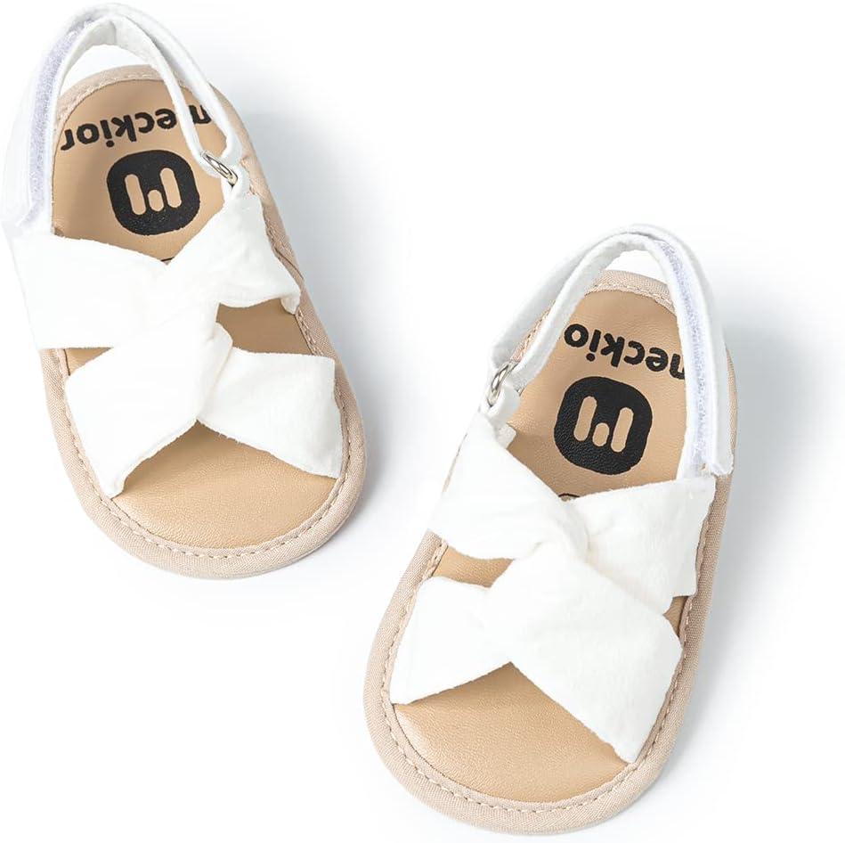 Infant Baby Girls Boys Summer Sandals Open Toe Lace Princess Dress Wedding Flats Shoes Newborn Toddler Soft Non-slip Sole First Walker Crib Shoes