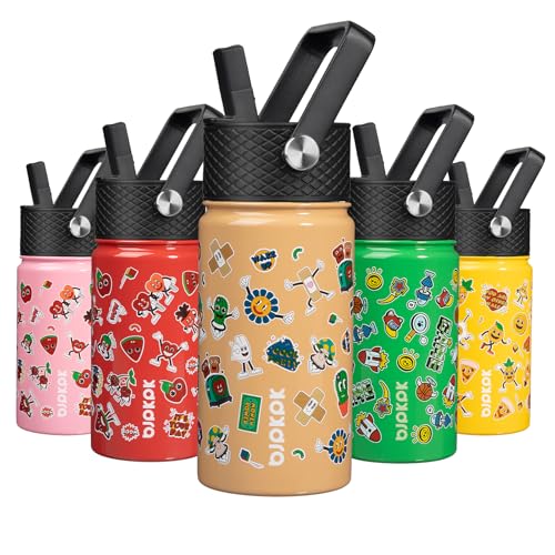 Image of BJPKPK Insulated Water Bottle, 15oz Stainless Steel with Straw Lid