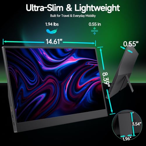 Image of 15.6 inch Portable Monitor for Laptop, USB‑C HDMI Laptop Screen Extender