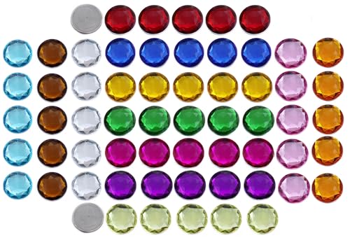 Allstarco 25mm (1") Assorted Round Flat Back Acrylic Gems, 60 PCS