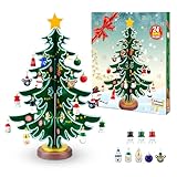 Dalugo アドベントカレンダー 2025 クリスマスツリー 卓上 木製 24個オーナメント付き クリスマス 装飾 プレゼント 子供 おもちゃ ギフト 贈り物 置物 クリスマス カウントダウン カレンダー 卓上ツリー 飾り付け Christmas デコレーション Advent Calendar 2025