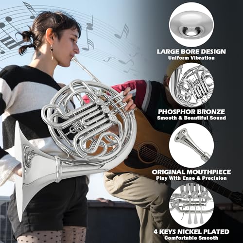 image for rollbrass Double French Horn F/Bb 4 Keys, Gold Craft Lacquer Brass Pro