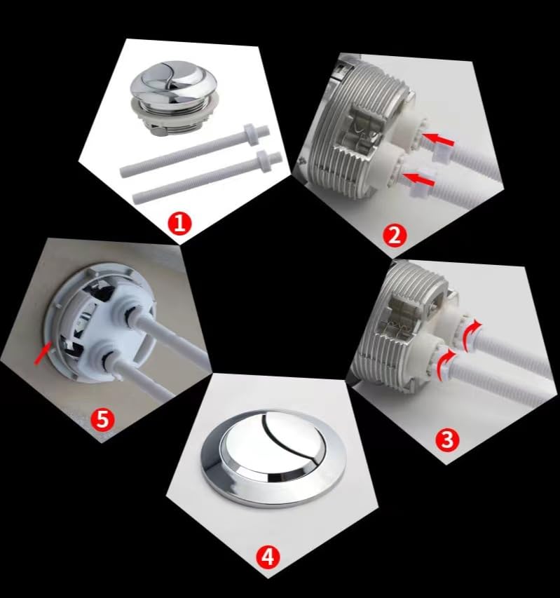 Assemblage De Bouton Poussoir De Réservoir De Toilette, Bouton Poussoir De Chasse D'eau, 3pcs