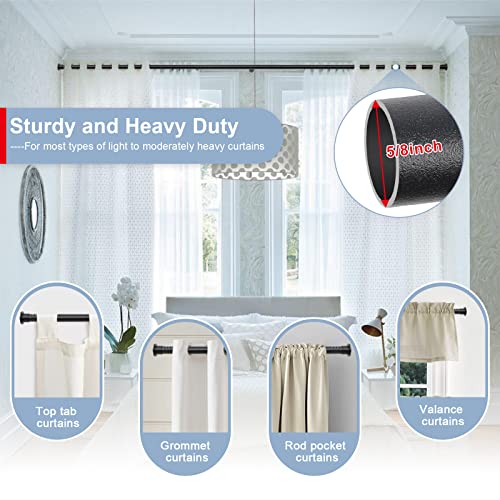 Decorative Curtain Rods For Windows 28 To 48 Inch - 5/8 Inch Small Curtain Rod Set,Heavy Duty Cafe Drapery Rods With Bracket - Matte Black #TOP1