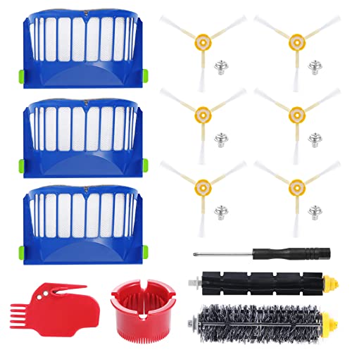 Brogtrol 14Pack Replacement Parts For Irobot Roomba 600 Series 694 692 690 680 660 665 651 650 614 , Include Side Brushs, Filters, Bristle Brush, Beater Brush, Screw, Cleaning Tools #TOP26