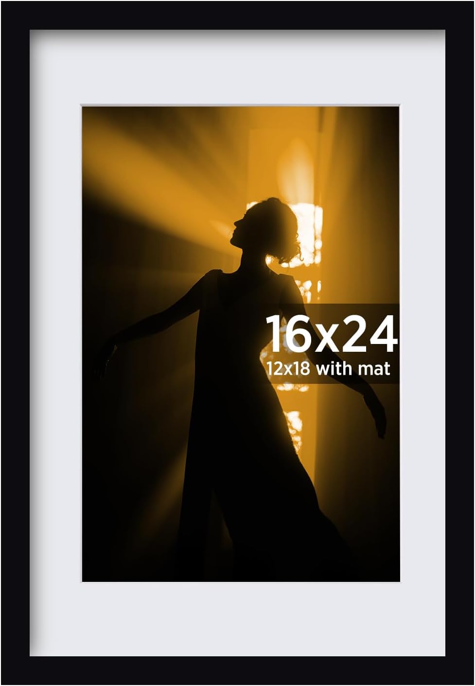 Egofine 16x24 Picture Frame Made of Solid Wood Covered by Plexiglass, Table Top Display and Wall Mounting Photo Frame, Black Black 16x24