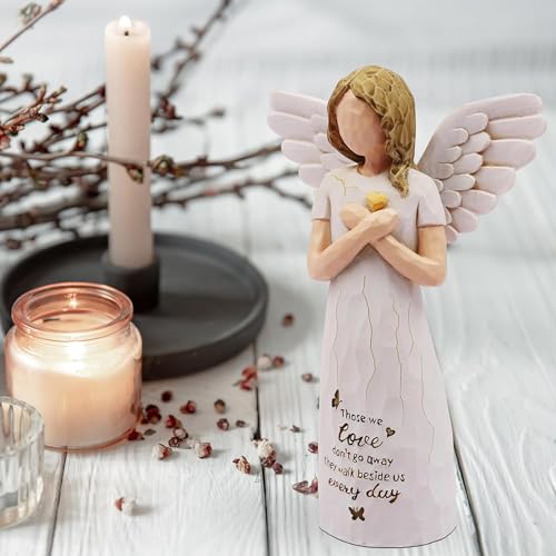 Figura de ángel de resina pintada 12.95 cm crema miniatura 3