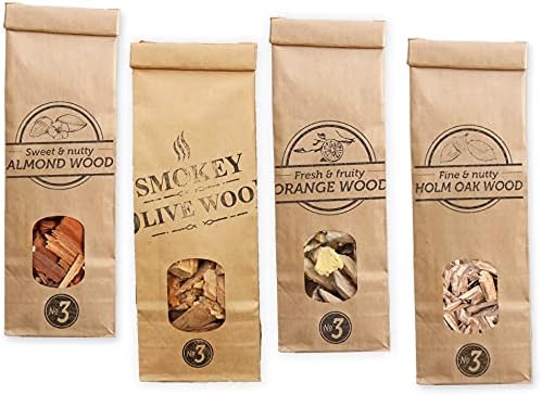 Smokey Olive Wood SOW-140 Olive and Beech Wood Chips, Orange, Almond and Holm Oak, Brown, Grey, Yellow, Red