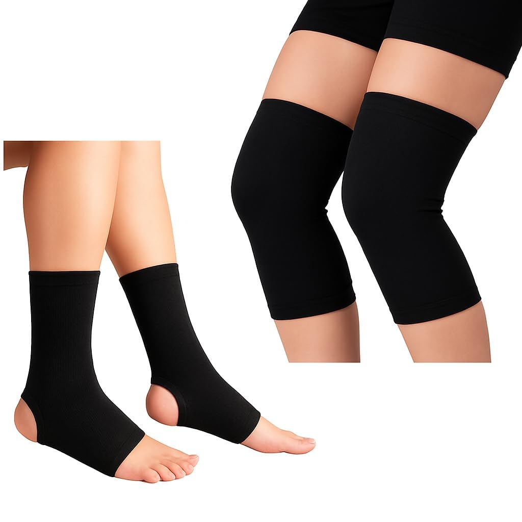 Knee Cap & Anklet Binder for Joint Support & Pain Relief | Compression Sleeve for Men & Women | Elastic Knee and Ankle Support for Sports, Gym, Arthritis Recovery, Running, Workout & Daily Use-image-3