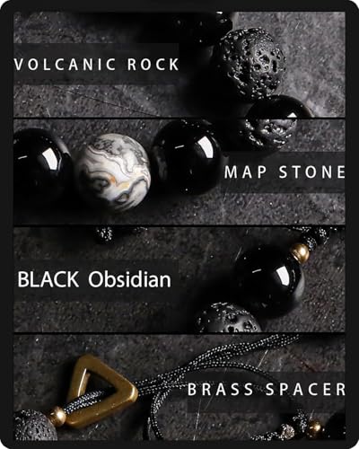 Pulsera de obsidiana negra para hombre 10mm ajustable miniatura 5