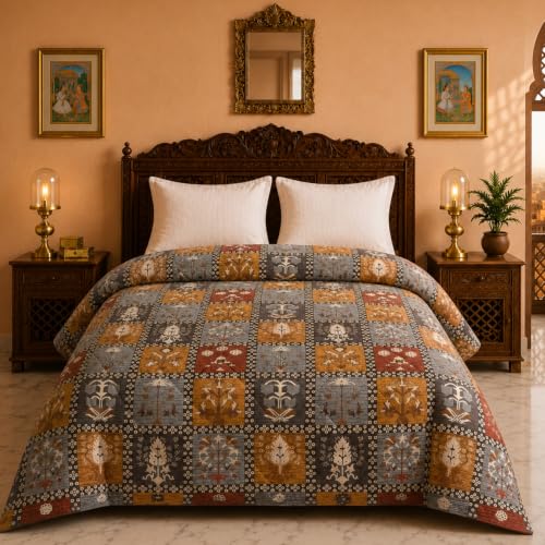 Image of BSB HOME 220 GSM Microfiber Comforter for Double Bed, Ultra Soft Quilted AC Comforter, Lightweight All Season Blanket, Breathable, Durable & Skin Friendly, 86 x 90 Inches (220 x 230 cm) - Warm Amber