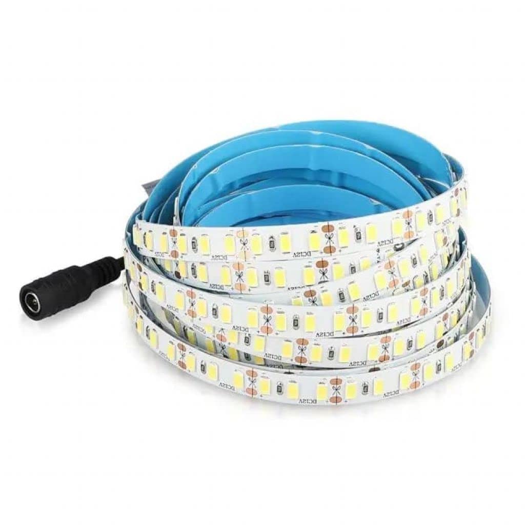V-TAC Tira LED bobina de 5 metros 20 W por metro cinta luminosa SMD 5730 Color de la luz blanca fría 6500 K para interior con tira adhesiva, alimentada a 12 V.