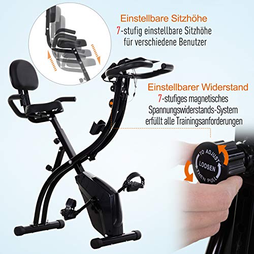 HOMCOM Heimtrainer X-Bike 2-in-1 Fahrradtrainer LCD-Display klappbarer Hometrainer Trimmrad mit 8 stufig einstellbarem… – Bild 5