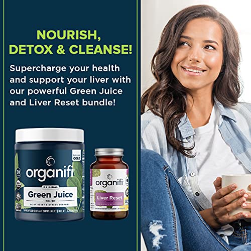 Organifi Green Juice Superfood Powder (30 Servings) And Liver Reset (30 Capsules) Weight Control, Detox Cleanse, Stress Relief, Digestive And Immunity Support - Gluten Free, Vegan, Whole Food #TOP2
