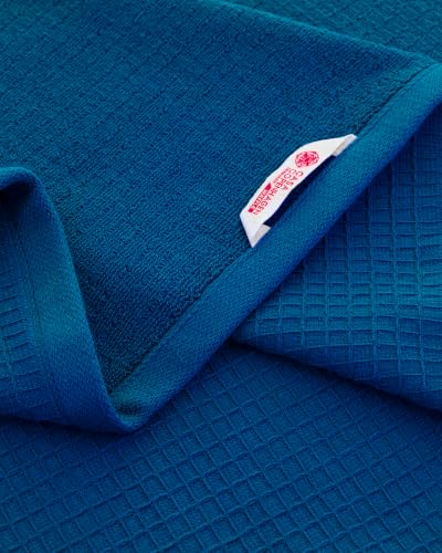 Image of Casa Copenhagen, Egyptian Cotton - Waffle Terry Towel 4 Piece 100% Cotton Large Bath Towel Set - Electric Blue