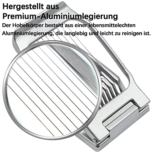 Eierschneider, Profi Eierteiler Schneiddrähte aus Edelstahl Spülmaschinenfest, Stable Eischneidewerkzeug aus Aluminium Eierschneider für runde und ovale Eier Schneiden Silit Gitter 3