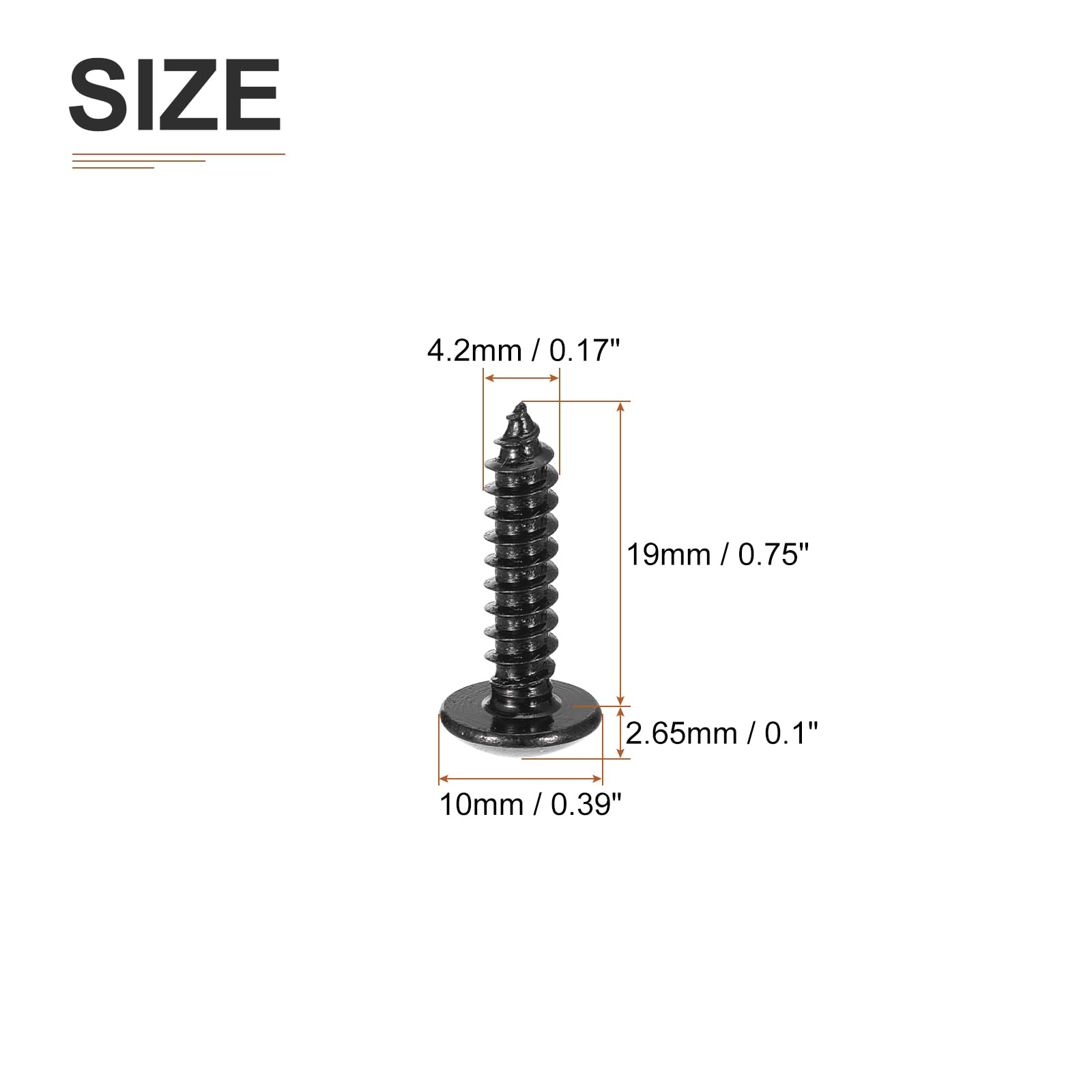 DTGN #8x3/4 Sheet Metal Screws - 100 Pack - for Wood, Furniture - 304 Stainless Steel Phillips Truss Head Self Tapping Tip Wood Screws - Black - Image 2