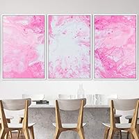 3 Piece Framed Canvas Wall Art Abstract Brushstroke Pink Pastel Liquid Canvas Prints Home Artwork Decoration for Living Room,Bedroom - 16