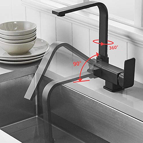 Robinet de cuisine pliable noir en laiton pour gagner de l'espace