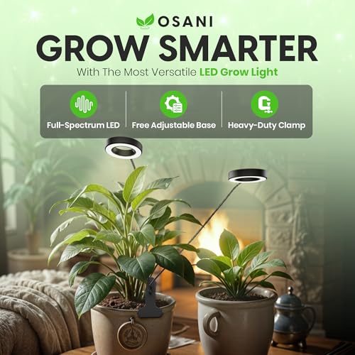 Image of OSANI LED Grow Lights for Indoor Plants, 24 inch Full Spectrum Plant Light with Gooseneck Clip On Clamp, Dimmable Desk Lamp, Auto Timer, Indoor Plant Grow Light