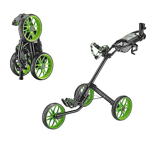 Push Pull Golf CART | Golf Cart caddytek 3 Wheel Golf Push Cart - Deluxe Quad-Fold Compact Push & Pull Folding Caddy Trolley - Caddylite 15.3 V2,Green