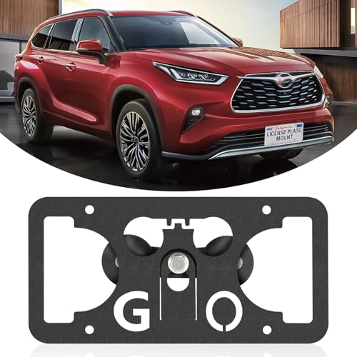 No Drill Front License Frame Compatible with Toyota Highlander 2020-2025 Anti-Theft License Plate Grille Mount Holder Car Tag Covers Rust-Proof, Rattle-Proof Car Accessories