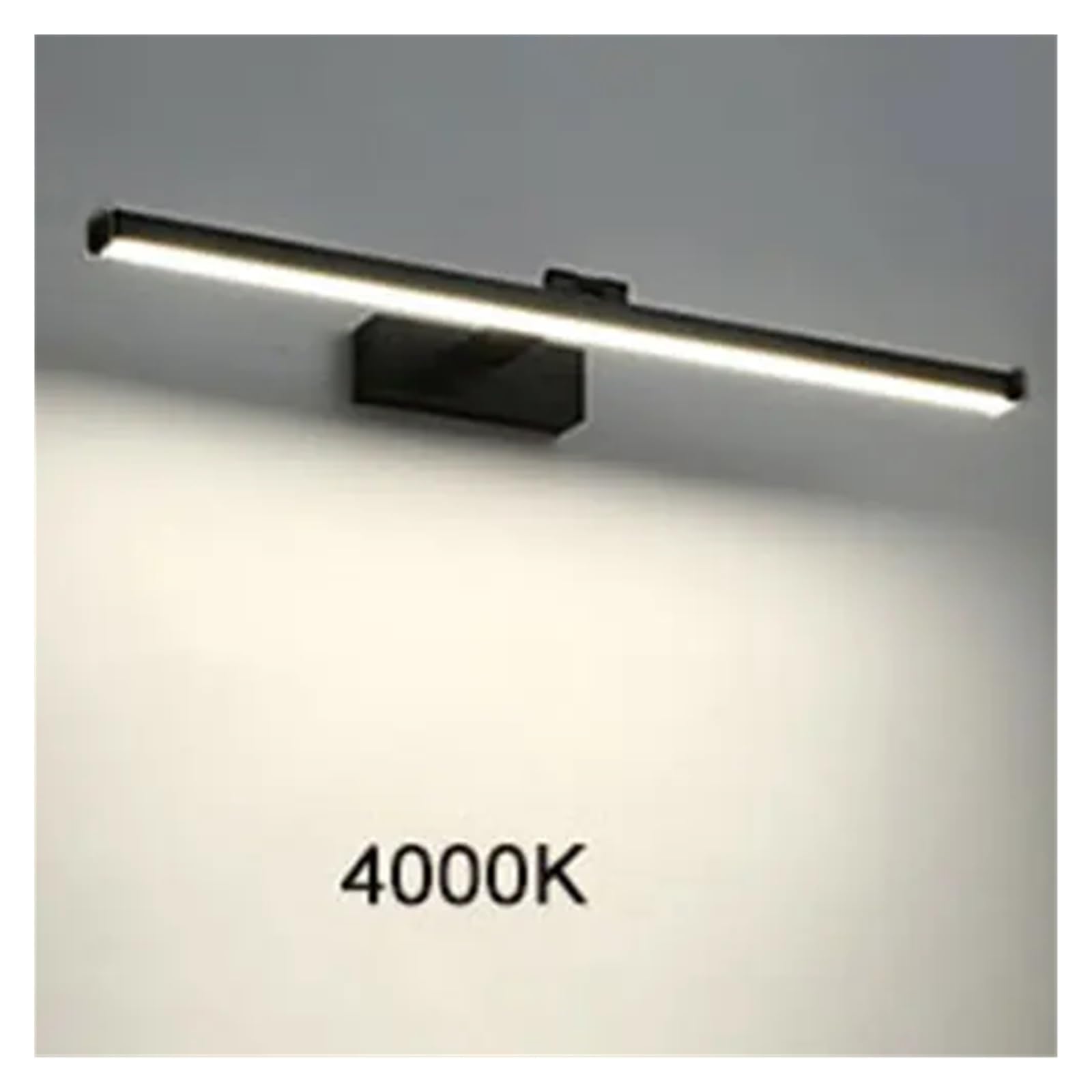 Luz LED para cuadros L40cm L50cm Lámpara de pared LED Luz de espejo de baño, Lámpara de pared acrílica moderna impermeable Luces de baño Luz de pintura para exhibir obras de arte(Black 4000K,12W L50cm