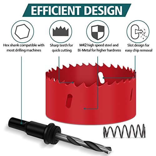Bi-Metal Hole Saw 110mm, JatilEr M42 Hole Cutter Holesaw Metal Hole Opener Tool Drill Holes Cutters Kit Circular Drill Bits for Wood Aluminum Iron Sheet Pipe Plastic 3 Bi-Metal Hole Saw 110mm, JatilEr M42 Hole Cutter Holesaw Metal Hole Opener Tool Drill Holes Cutters Kit Circular Drill Bits for Wood Aluminum Iron Sheet Pipe Plastic - Image 3