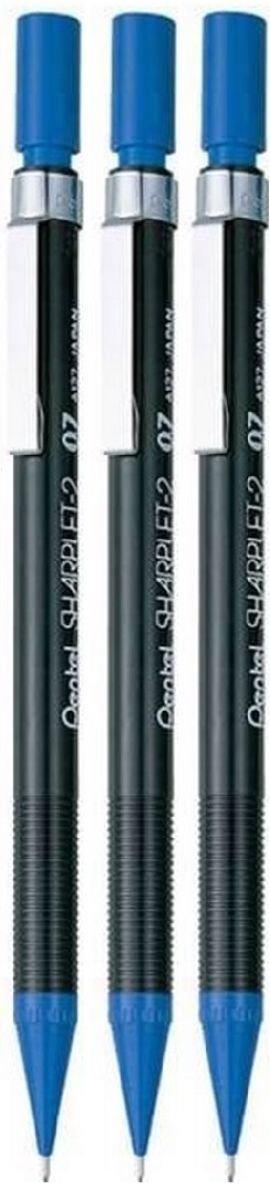 Pentel 0.7mm (A127) Blue Sharplet 2 Automatic Pencil Drafting Mechanical Refillable Lead & Eraser A127-C (Pack Of 3)