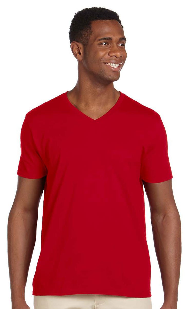 Gildan Mens Softstyle V Neck T-Shirt (XL) (Cherry Red)