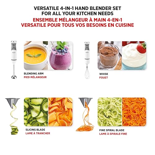Starfrit 4-in-1 Hand Blender & Spiralizer Set - Blending Arm, Whisk, Slicing & Fine Spiral Blade - 10 Speed - 250W by Starfrit - Image 3