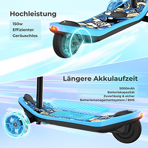 Miniatura 3 de Iscooter E-Scooter Para Niños De 3 A 12 Años, 2 En 1 E-Step Para Niños Con Batería De 12 V 5 Ah Y Efecto De Luz, Patinete Eléctrico Con Ruedas De 5 Pulgadas 15,7 Cm , Con Alcance De Hasta 10 Km, Máx