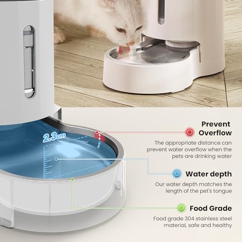 CZPET-Automatic-4L-Dog-and-Cat-Water-Dispenser-with-Stainless-Steel-Bowl-Gravity-Waterer100-BPA-FreeLarge-Capacity-and-Drinking-Area-Noise-Free-for-Pets