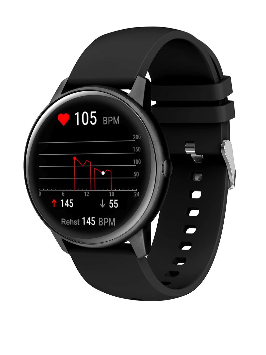 French Connection Smartwatch Unisex Watch (Dial Colored Strap), Black silicone, Free Size, R3 Pro